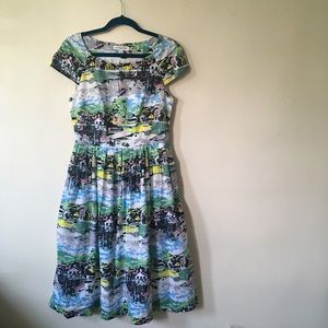 Emily & Fin MODCLOTH Fit & Flare Shore Print Dress